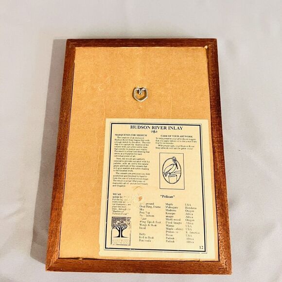 RARE Marquetry Jeffrey Alan Nelson Hudson River Inlay Pelican Bird MCM HTF - Picture 8 of 11